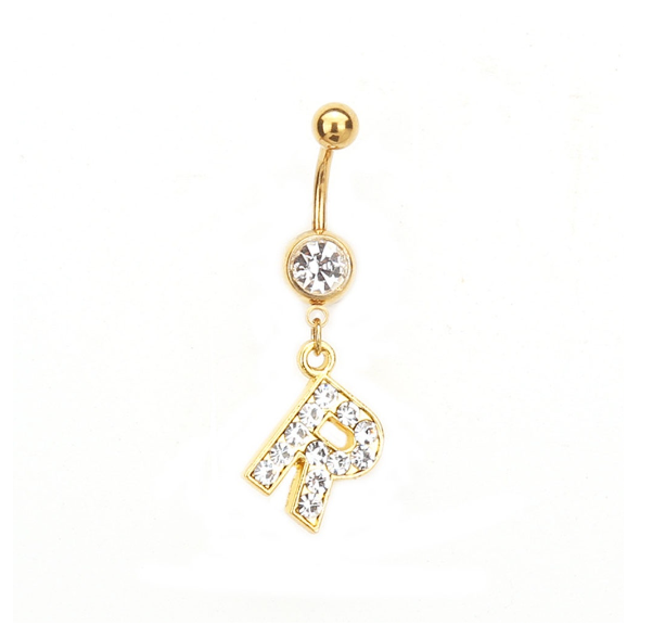 Body Piercing Drop Dangle Belly Button Rings Navel 26 Letter Ring Jewelry Sexy R