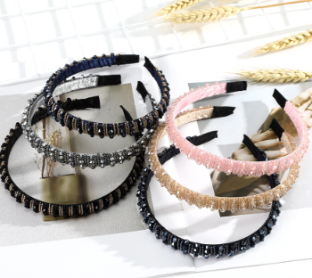 Korean Crystal Beaded Headband Woman Fashion Thin Hair Band Party Wedding Hair Accessories