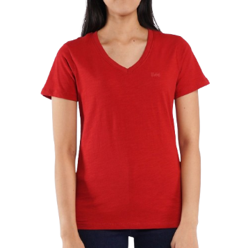 Stylistic Mr. Lee Ladies Basic Plain V-Neck T-shirt for Women Trendy Regular Fit 113463-U (Red)