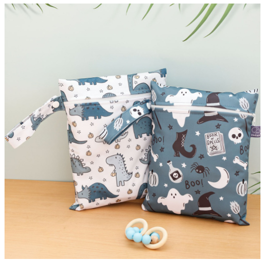 Elinfant 2 Pcs-Set Mini Eco-friendly Portable Waterproof Snack Bag Washable Reusable Baby Diaper Bag D022