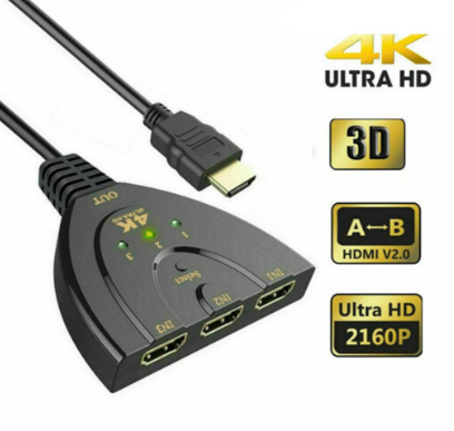 Mini 3 Port HDMI Splitter Adapter Cable 1.4b 4K*2K 1080P Switcher