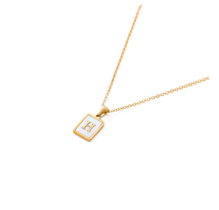 St.kunkka Stainless Steel Gold Letter Pendant Necklace Ladies A-Z Letter Necklace for Gift H