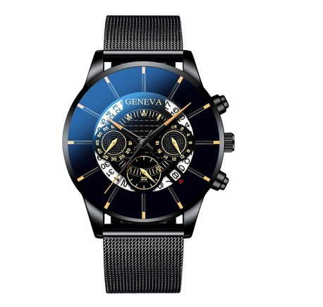 European and American fashion watch luxury calendar stainless steel mesh quartz watch sports watch men's business casual watch 05