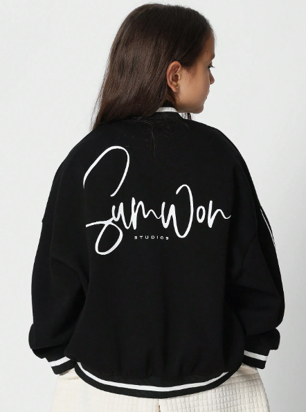 SUMWON Tween Girls Jacket With Back Embroidery