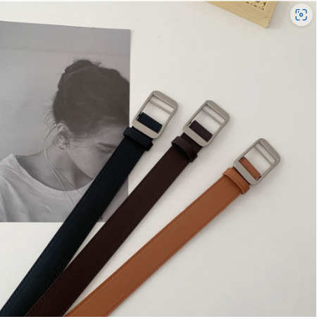 SmileFairyCC 【COD & Ready Stock】PU Leather Belt For Women No-Hole Buckle Luxury Designer Jeans Waist Belts Fashion Non-Porous