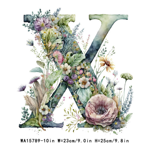 A-Z Letter Visual Design Iron On Transfer For Clothing Dtf Transfers Ready To Press X