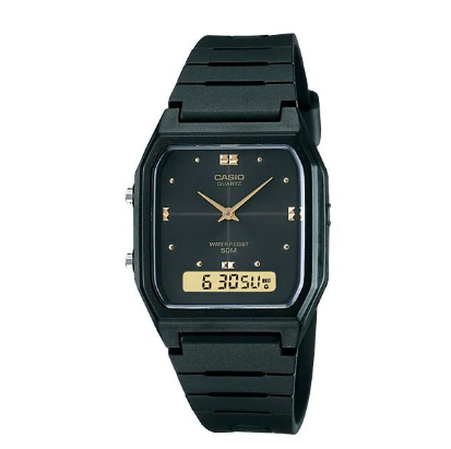 Casio Black Resin Strap Analog Digital 50 Meter Watch