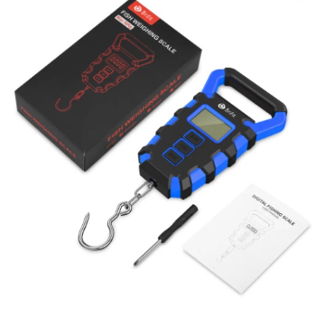 BLUE Digital Weighing Scale 50kg Waterproof Fishing Scale with Build in Measuring Tape