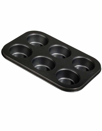 Slique Premium Non-Stick 6 Cup Round Muffin Pan 18.5cm x 26.5cm x 3cm