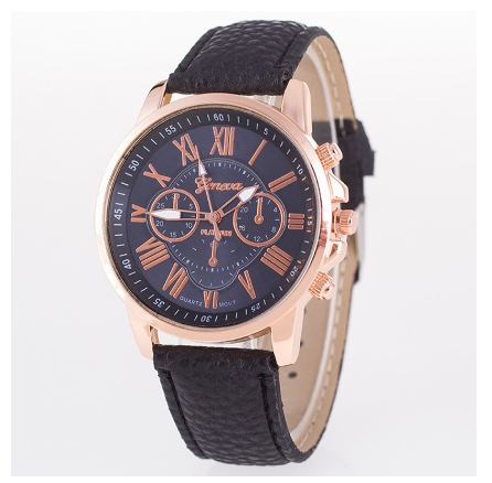 Geneva double face belt watch multi color leisure quartz Roman lettered fake three eye men's and women's universal watch M5