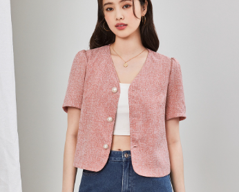 Lovito Casual Plain Button Blazers for Women LNE16081 Pink