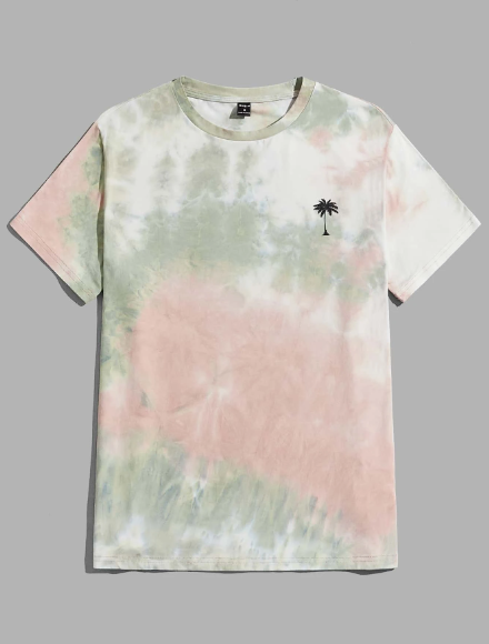 Manfinity Chillmode Men Palm Tree Print Tie Dye Tee