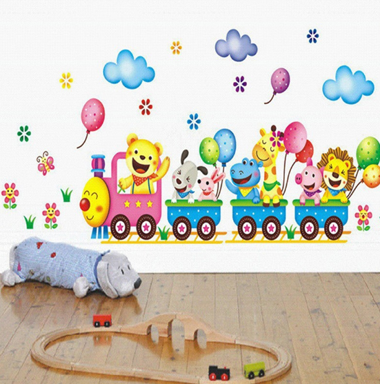 Animals DIY Train Wall Sticker for Kids Baby Room Nursery Home Decor Mural Art Joie