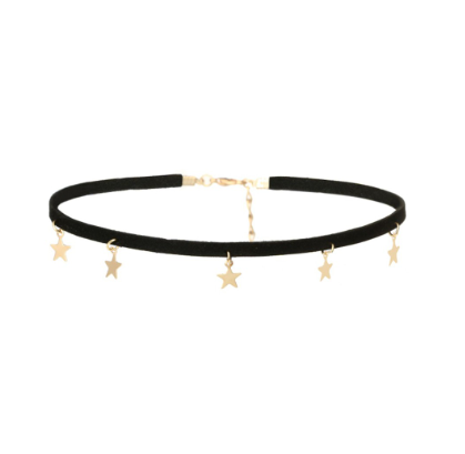 Vintage Gothic Black Leather Star Pendant Choker Collar Necklace