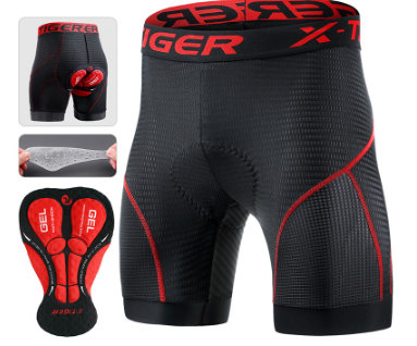 X-TIGER Men's Cycling Underwear Shorts 5D Padded Sports Riding Bike Bicycle MTB Liner Shorts with Anti-Slip Leg Grips