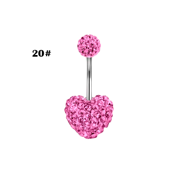 Stainless Steel Heart Piercing Jewellery Zirconia Butterfly Belly Button Ring Belly Button Clasp Pink 20