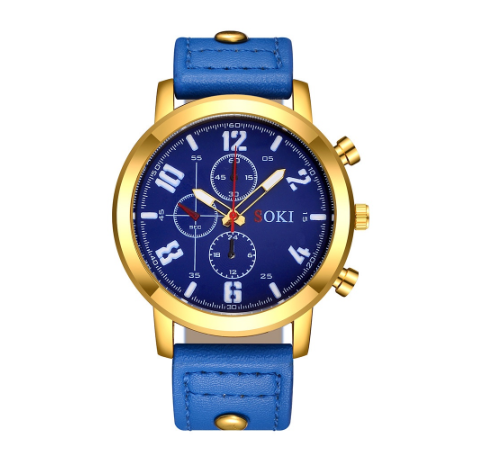 Gift fashion waterproof sports leather analog original watch for men Creative Fake Three-Eye Leather Quartz Men's Watch M7