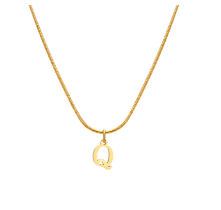 Vnox Gold 26 Capital Letter Necklace for Women,Stainless Steel Initial Pendant Necklaces Q