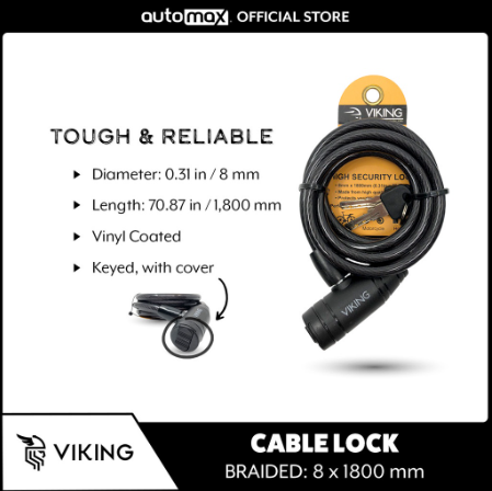 Viking Bicycle  Bike  Motorcycle Anti Theft Security Steel Cable Lock - Braided