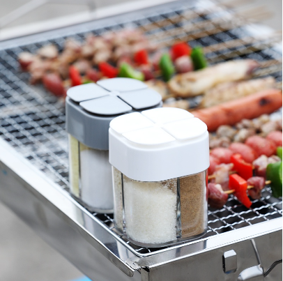 Clear Seasoning Rack Spice Pots - 4in1 Seasoning Box Storage Container Condiment Jars Aikea