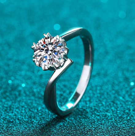Jewelry 1.0ct Moissanite Ring For Women 925 Sterling Silver Elegant Snowflakes Rings