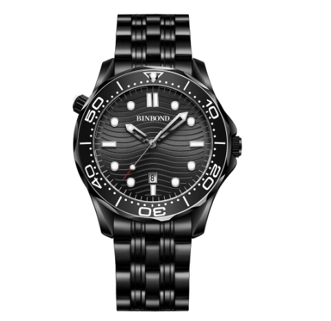 Binbond Men Business Steel Band Quartz Watch Rotating Dial Waterproof Unique Watch Men M12