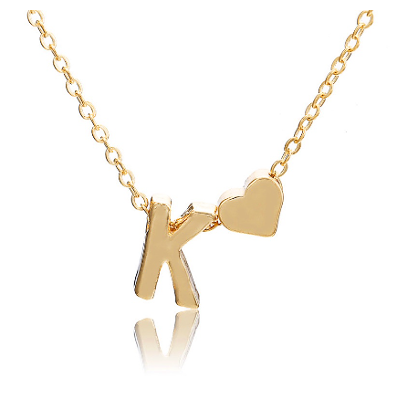 Fashion 26 Letter Pendant Necklace Peach Heart Letter Necklace Clavicle Chain Choker for Men Women Jewelry Gifts K