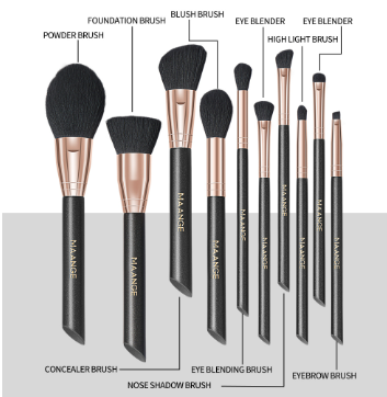 MAANGE 10Pcs Makeup Brushes Microcrystalline Silk Hair With Wooden Handle Professional Make Up Brush