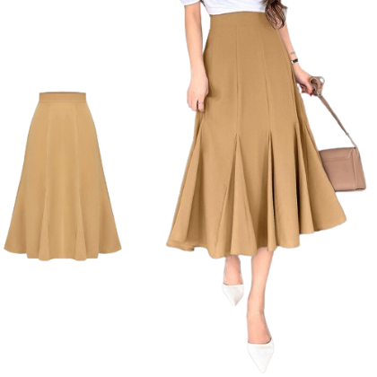 Lovito Women Elegant Plain Pleated Skirts L74ED149