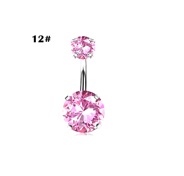 Stainless Steel Heart Piercing Jewellery Zirconia Butterfly Belly Button Ring Belly Button Clasp Pink 12