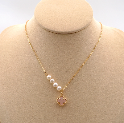 Necklace Freshwater Pearl Four Clover leaf