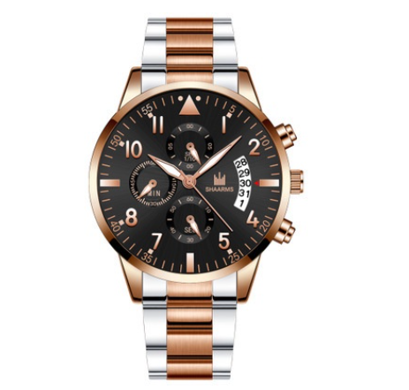 SHAARMS Stainless Steel Quartz Watch Date Calendar Men Business Watches M14