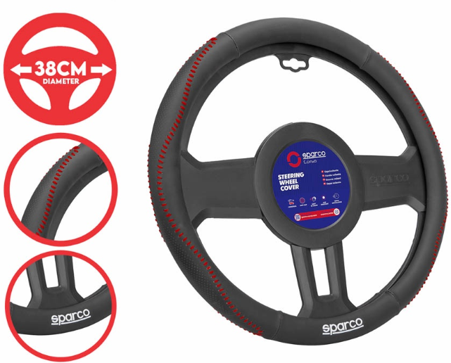 Sparco Corsa Steering Wheel Cover SPS134RD (Red) Universal Fit for Toyota, Mitsubishi