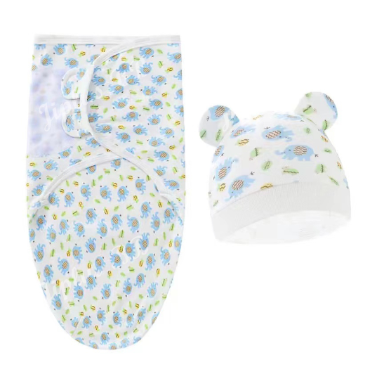 Newborn Baby Muslin Swaddle Blanket Hat Set Swaddle Bedding Wrap Blanket Baby Swaddling S71
