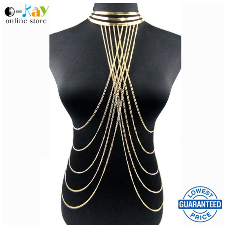 O-KAY Girls Five Strands Harness Body Chain Bikini Chain Necklace