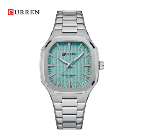 CURREN top luxury fashion trend business temperament leisure simple classic design quartz waterproof men's watch 8458 X SILVER GREEN