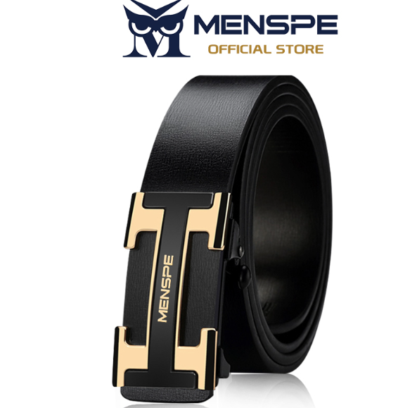 MENSPE Black Belt for Men Automatic Buckle Belts Men's Leather Belts Fashion Waistband Tactical Belt