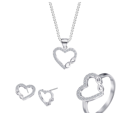 Silver S094 Italy 925 Heart Infinity Ladies Set