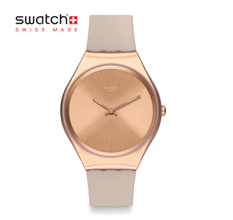 Swatch Skin Irony Skinrosee SYXG101 Rose Gold Watch Head with Silicon Strap Watch