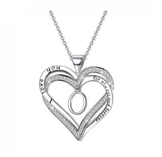 Clever Jewelry Letters Necklace A to Z Initial Heart Pendant Necklace Heart Necklace for Women Gift Dainty Initial Cubic Zirconia Alphabet O