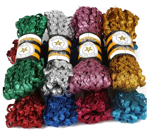 15Yard Multi Colors Wavy Grosgrain Ribbons Metallic Luster Lace Trim For DIY Apparel Sewing Wedding Party Craft Making