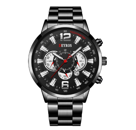 Fashion Mens Sports Watches Men Stainless Steel Quartz Wrist Watch Calendar Luminous Clock Man Business Casual Leather Watch 12