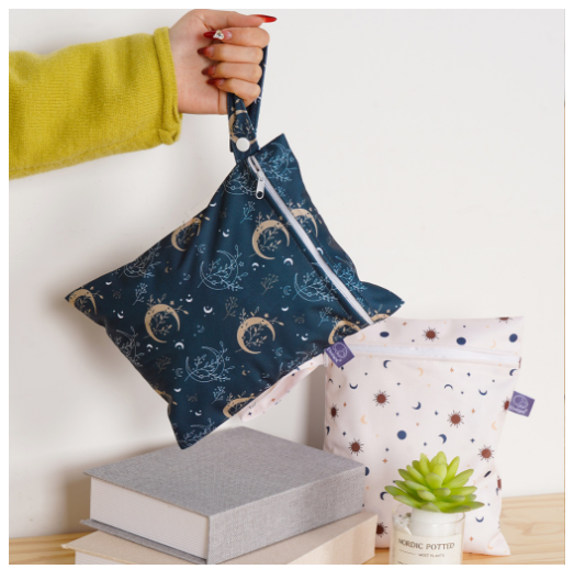 Elinfant 2 Pcs-Set Mini Eco-friendly Portable Waterproof Snack Bag Washable Reusable Baby Diaper Bag D013