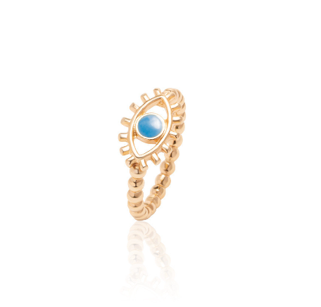 Oil Painting Gold-Plated Devil's Eye Ring Personalized Electroplated Women's Fashion Ring Opening Women's Accessories Jewelry D8