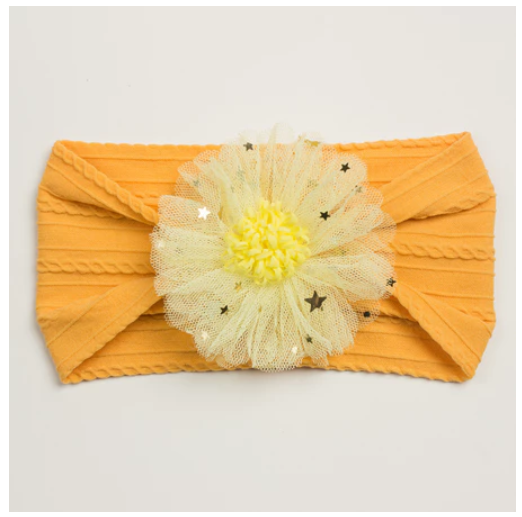 1Pcs Baby Candy Color Flower Seamless Wide Headscarf Baby Nylon Headband Cute Princess Accessories Soft Comfortable HS11