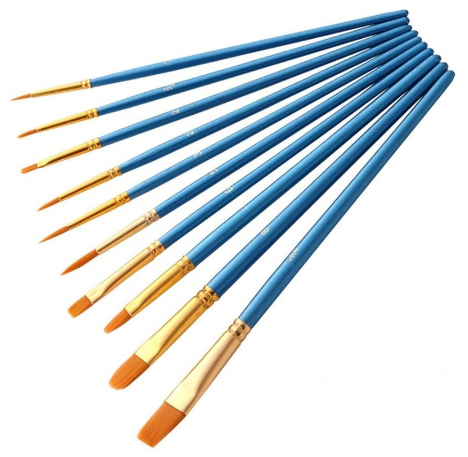 SeamiArt 10 Pcs. Set Different Shape Nylon Hair Painting Brush For Watercolor Oil Acrylic Gouache Paint