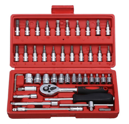 SJW High Quality Tool Box Car Motorcycle Repair Set Hand Tools Home Service Motor DIY (46Pcs Set)