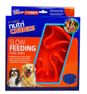 Nutri Chunks Slow Feeding Dog Dish (Orange)