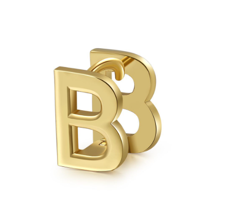 Unique Design Initial Letter Earrings 18K Gold Double Layer Letter Earrings Jewelry Single B