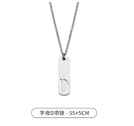 Stainless Steel 26 English Alphabet Pendant Necklace Fashion Men's Letter Necklace Jewelry Wholesale D
